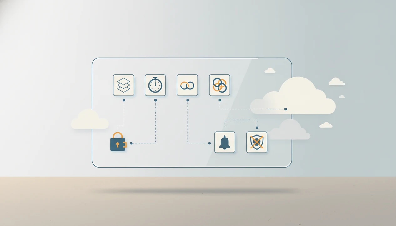 An abstract privacy illustration shows focus app data flowing from tasks and timers into a locked vault.